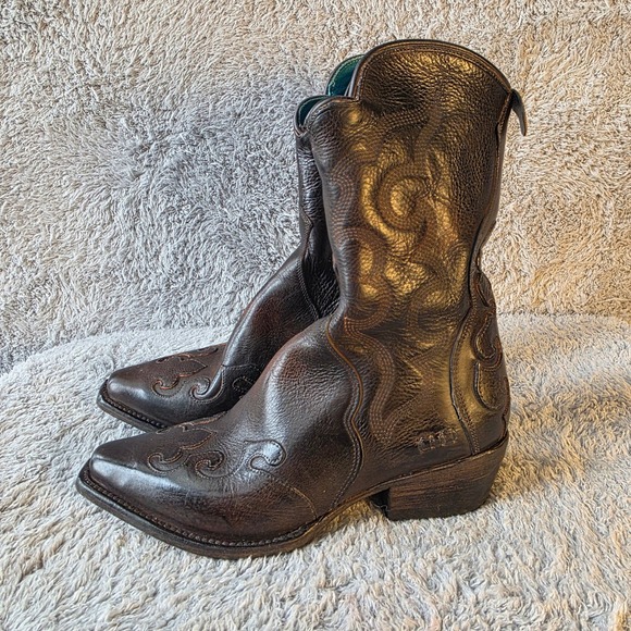 Bed Stu Deuce Western Cowboy Boots Handmade Leather Womens Mid Calf Sz‎ 7.5